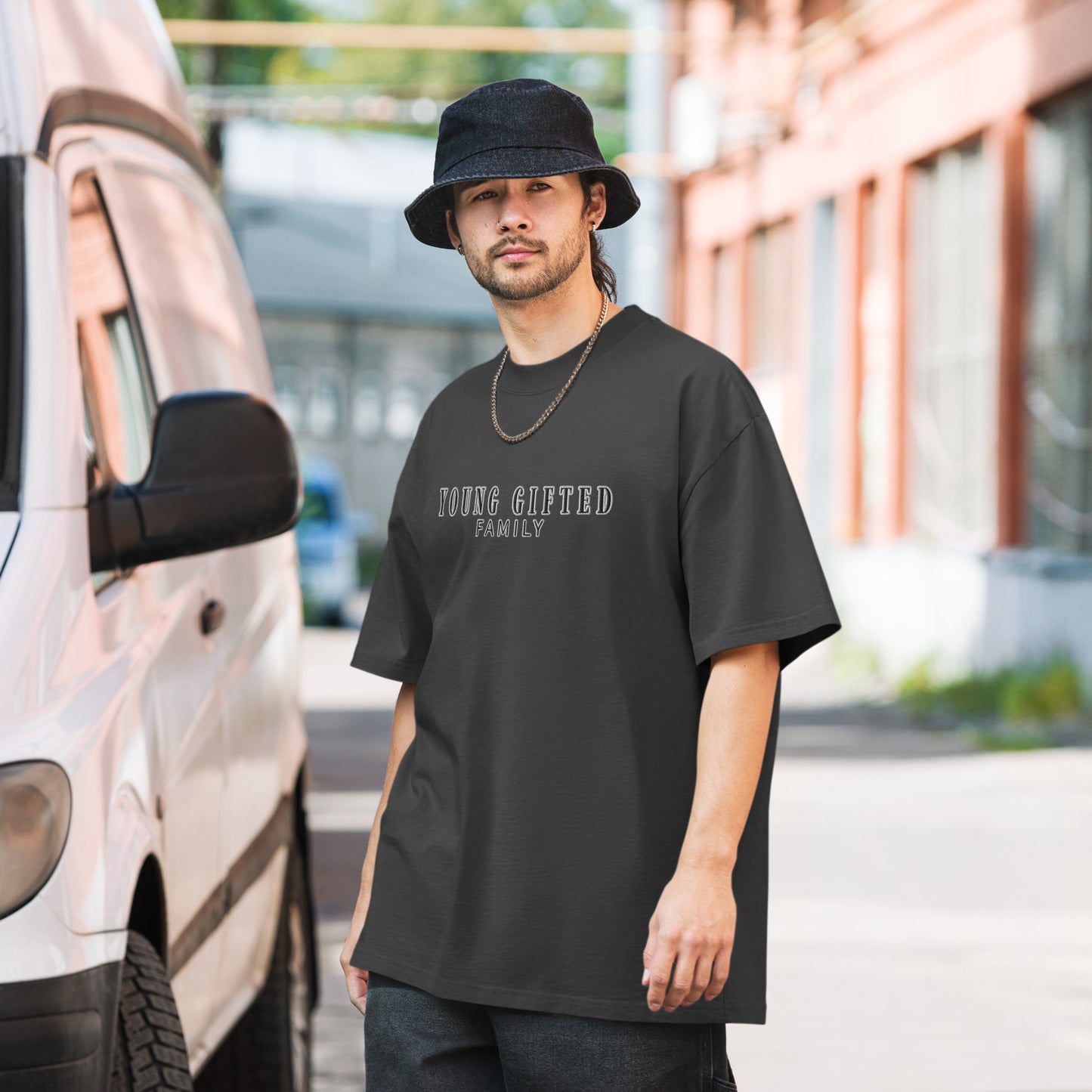 Unisex "Young Gifted Family" Oversized Faded T-Shirt