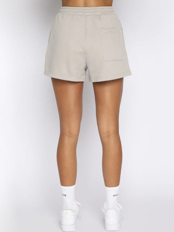 Women's Solid Color Zipper Pullover & Shorts Set