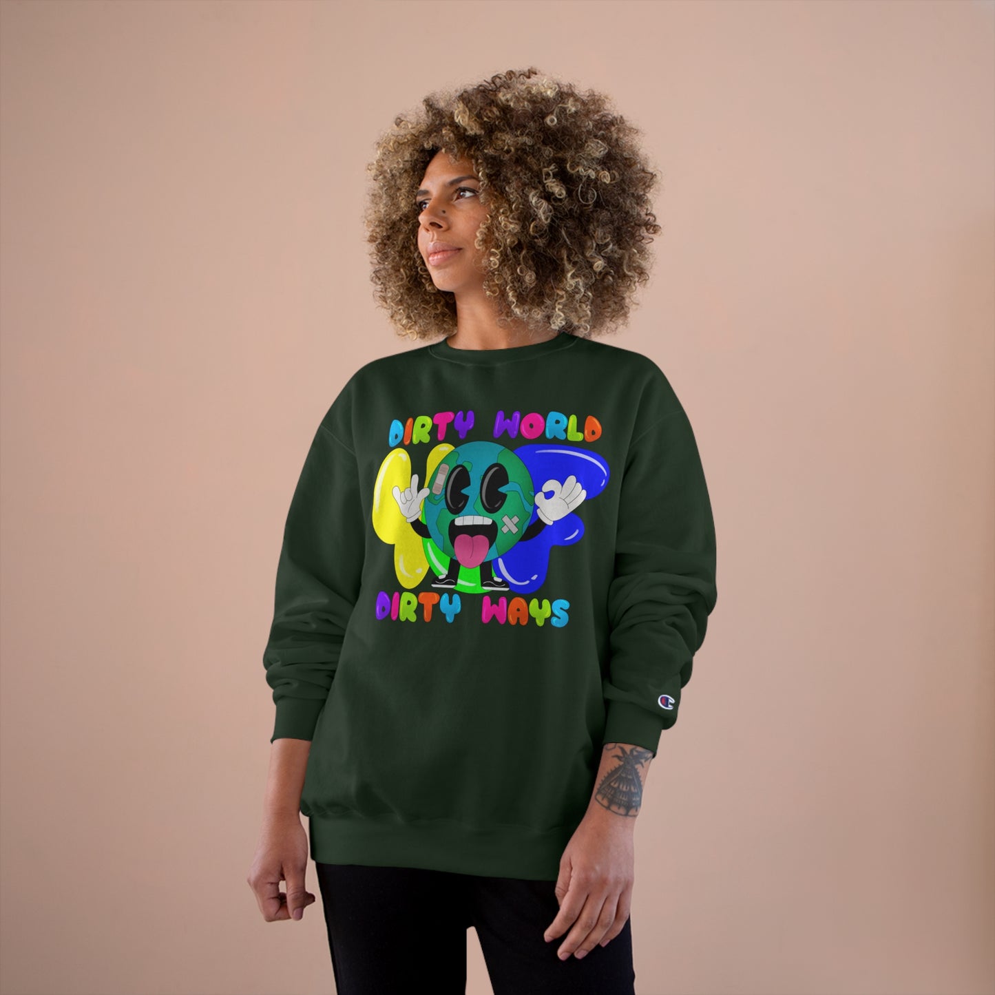 Dirty World - Champion Crewneck Sweatshirt