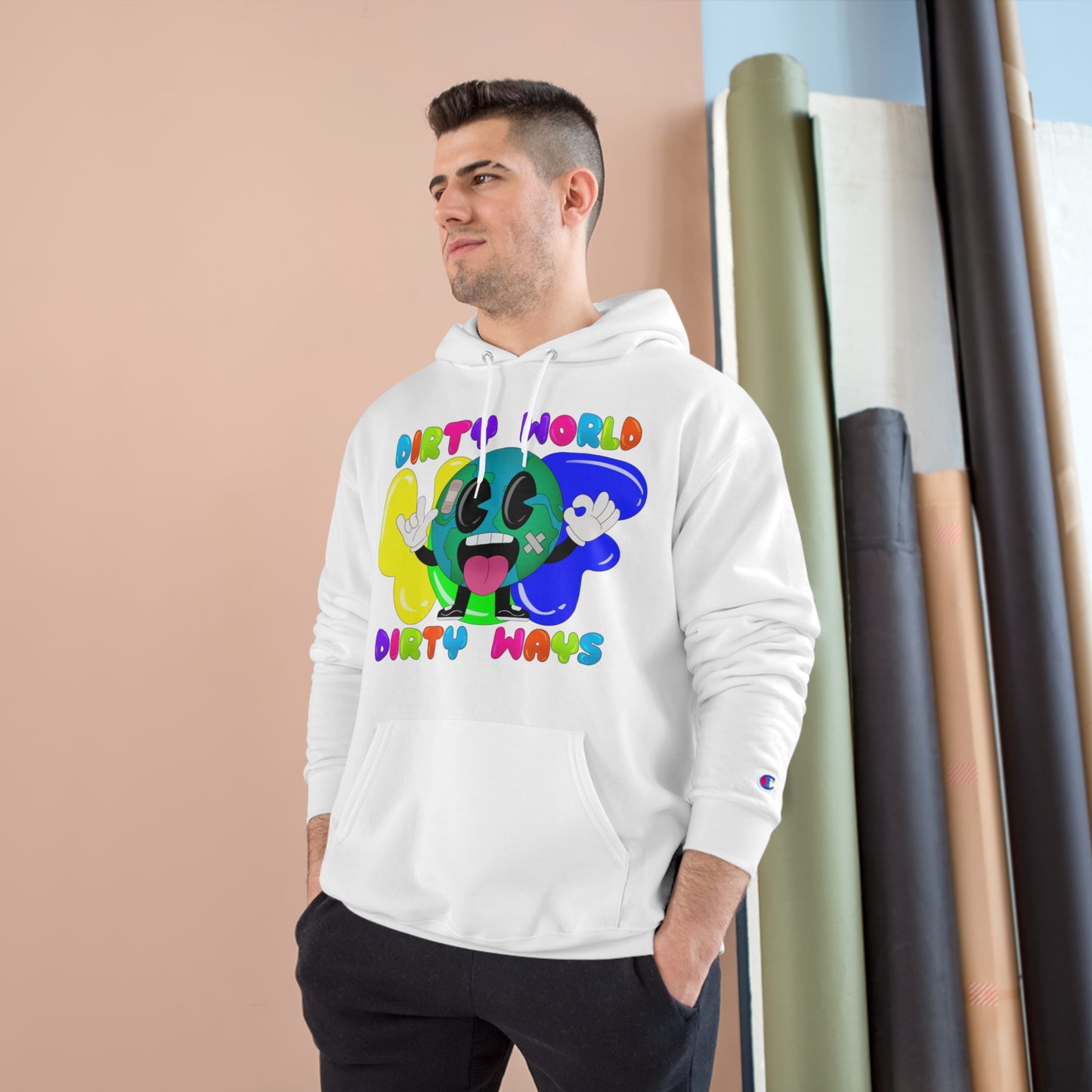 “Dirty World Dirty Ways” Graphic Champion Hoodie