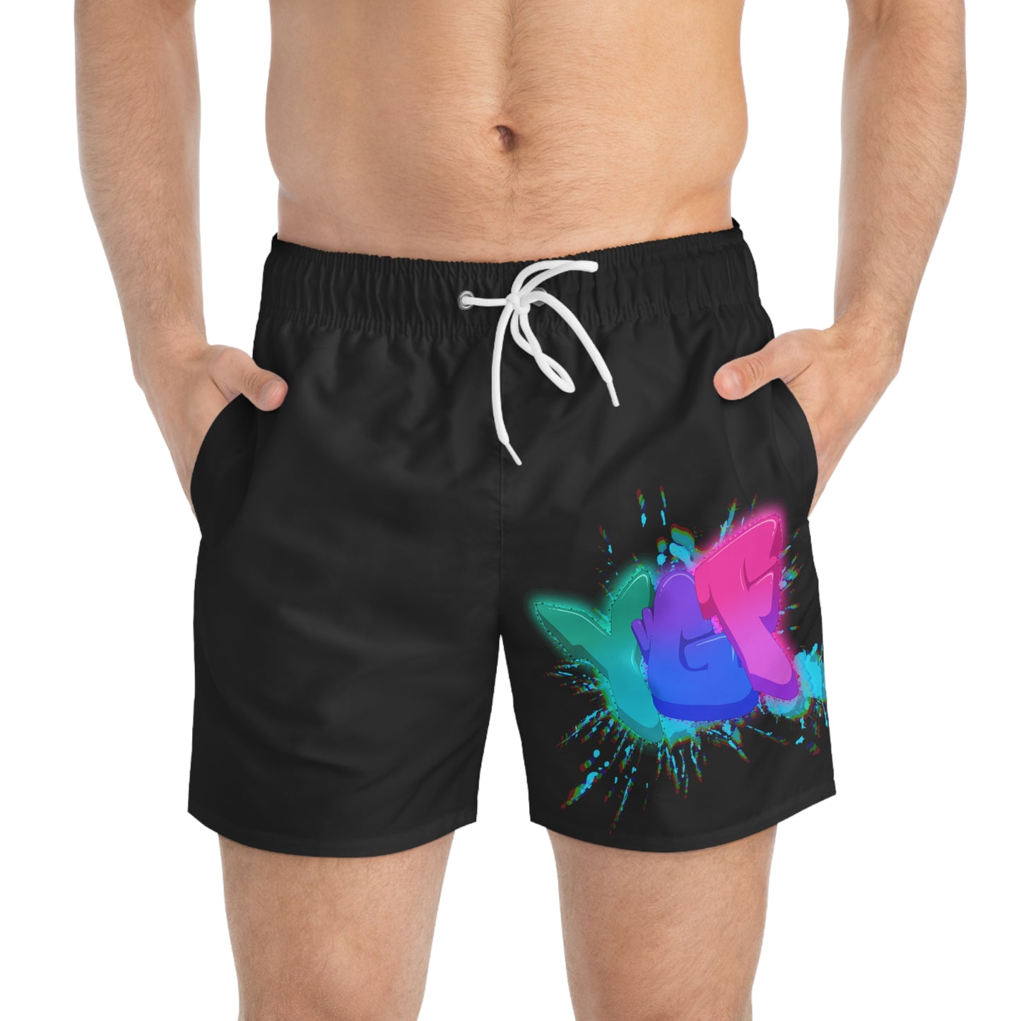 YGF Graphic Print Swim Trunks