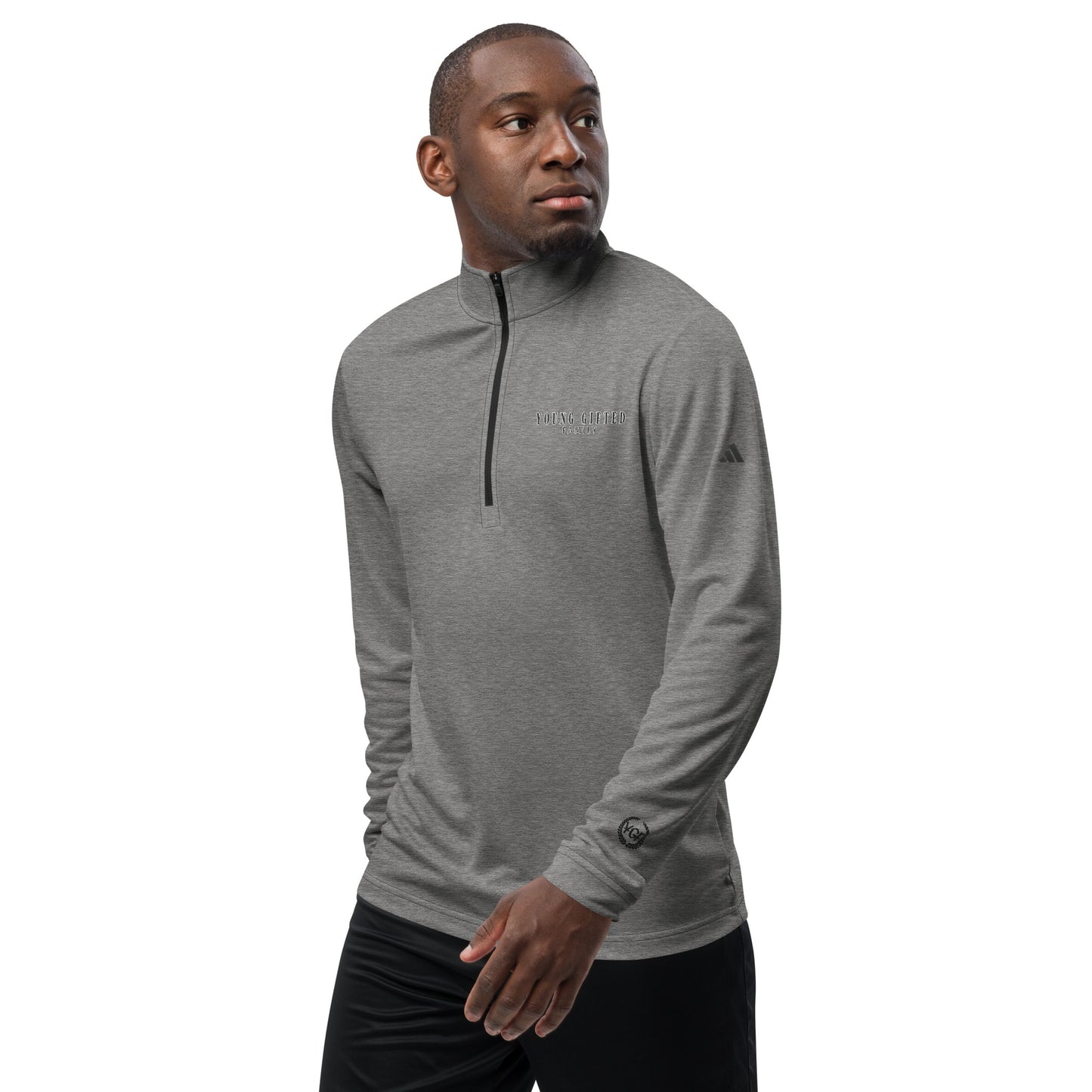 Men's "Young Gifted Family' Embroidered Adidas Quarter Zip Pullover