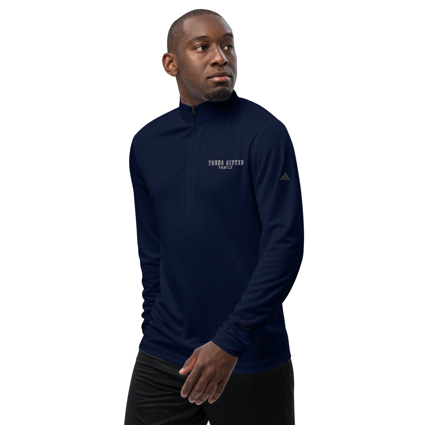 Men's "Young Gifted Family' Embroidered Adidas Quarter Zip Pullover