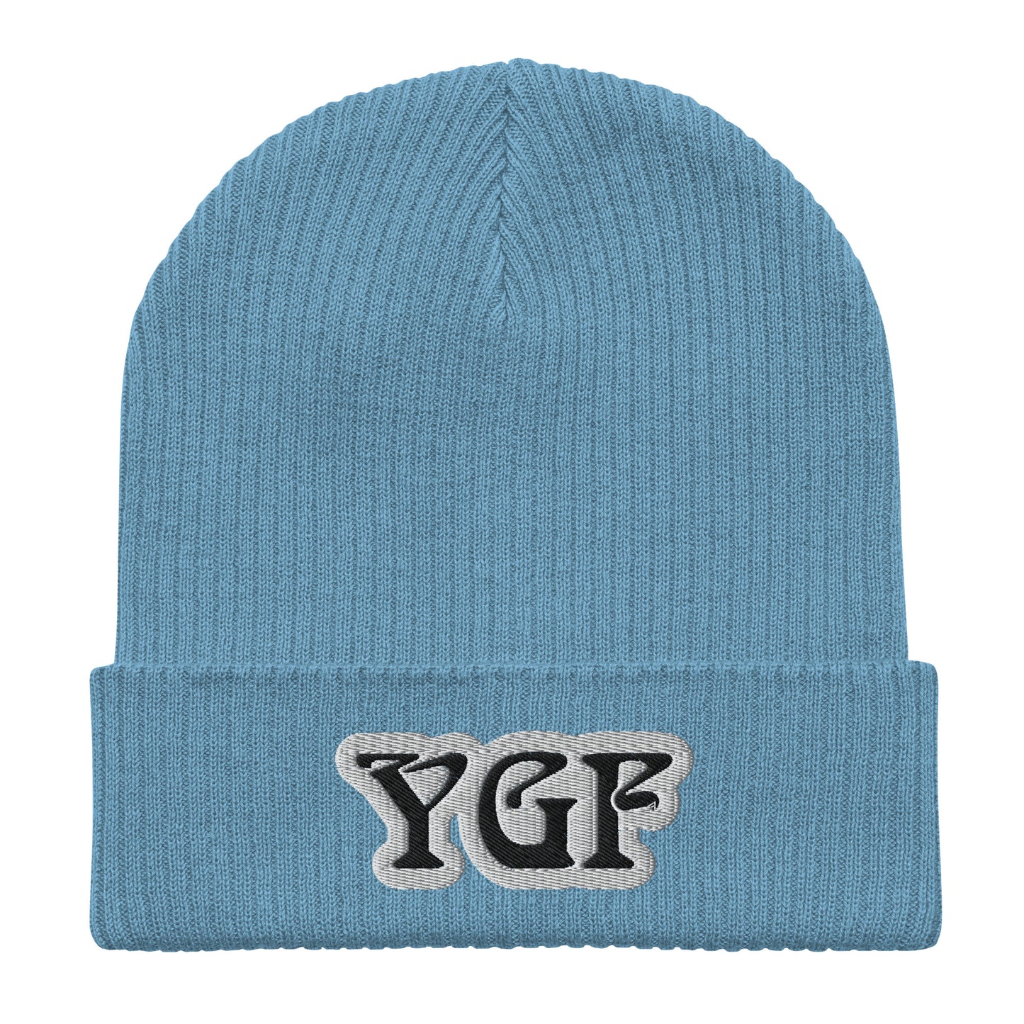 YGF Embroidered Organic Ribbed Beanie