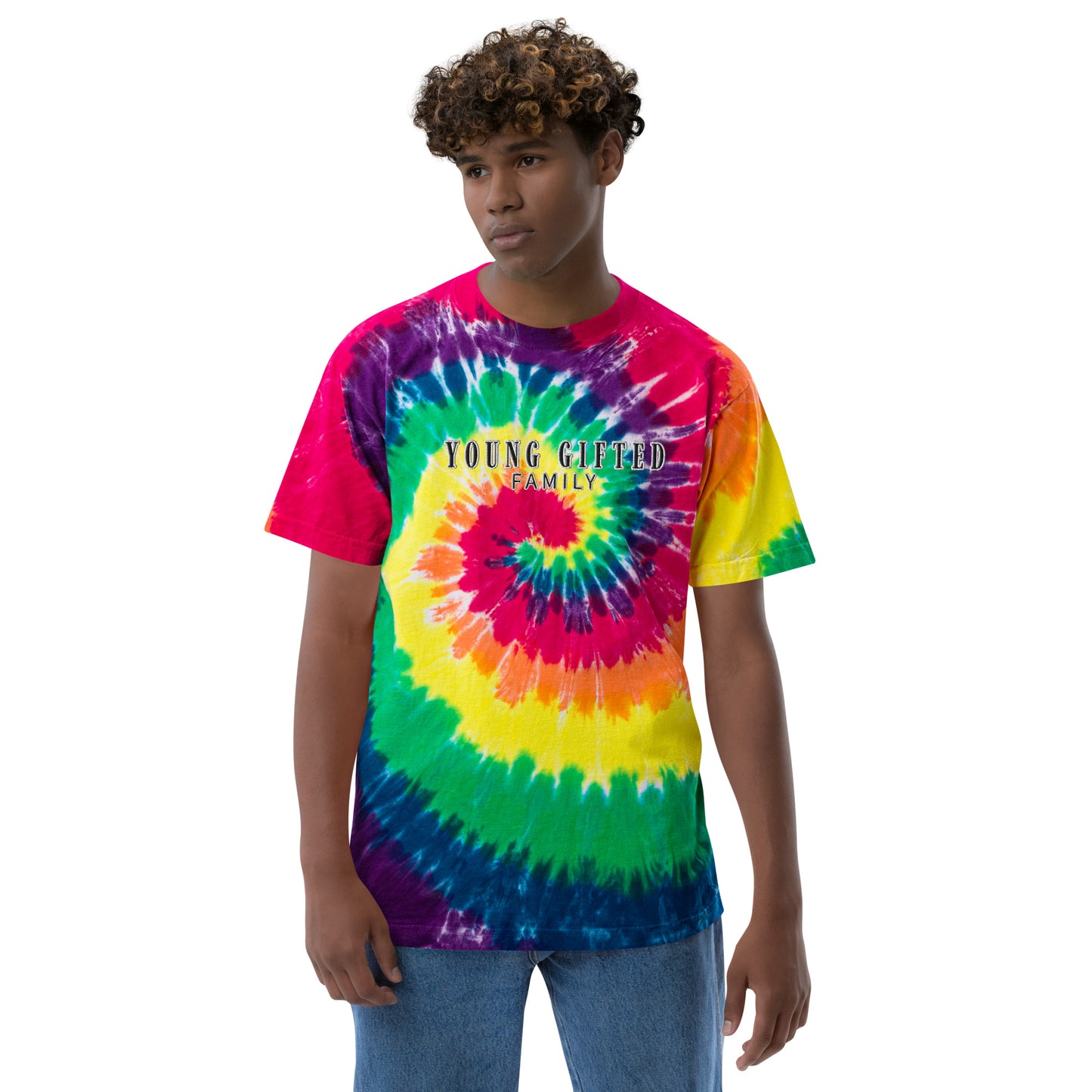 Unisex "Young Gifted Family" Oversized Tie-Dye T-Shirt