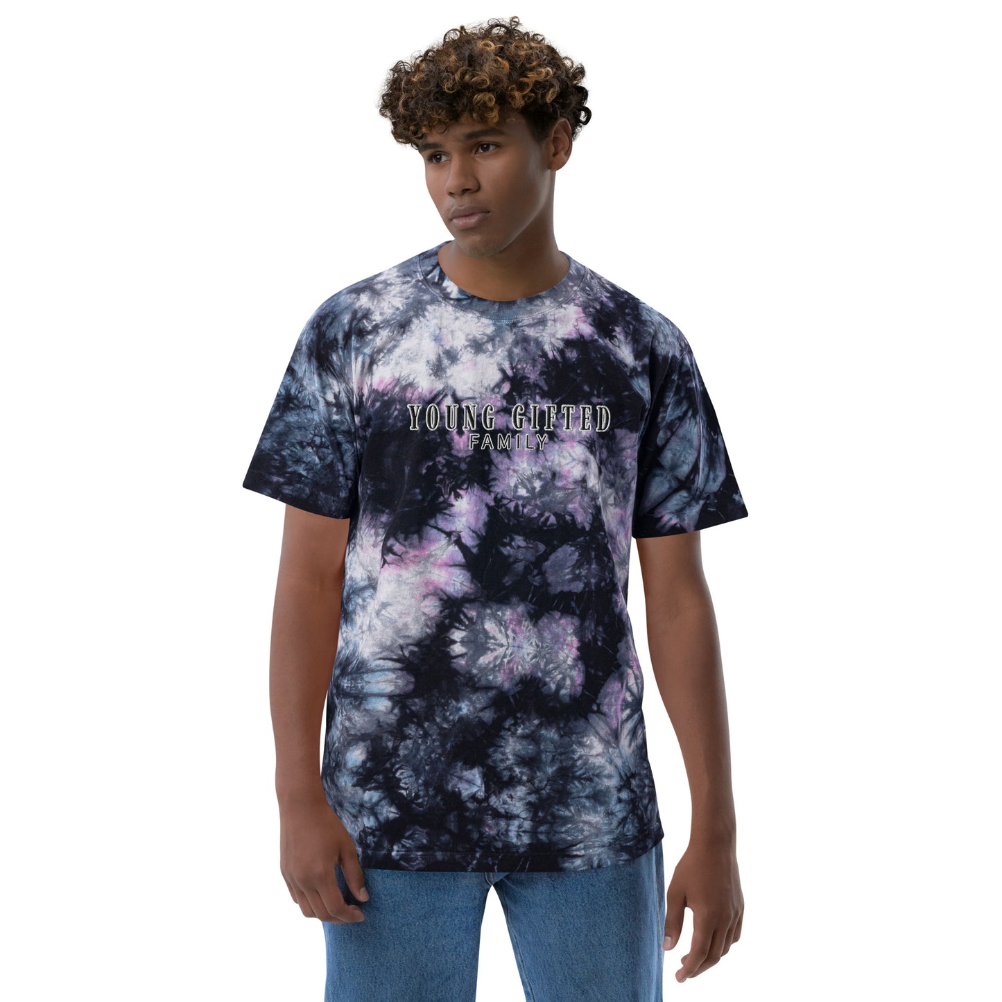 Unisex "Young Gifted Family" Oversized Tie-Dye T-Shirt