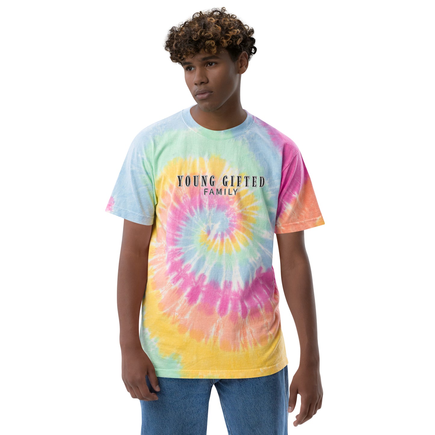 Unisex "Young Gifted Family" Oversized Tie-Dye T-Shirt