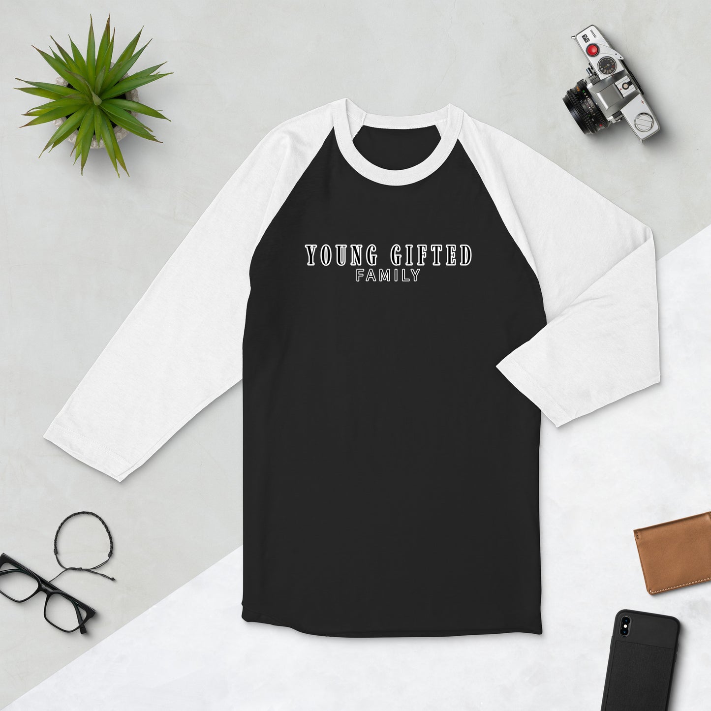 Unisex “Young Gifted Family” 3/4 Sleeve Raglan Shirt