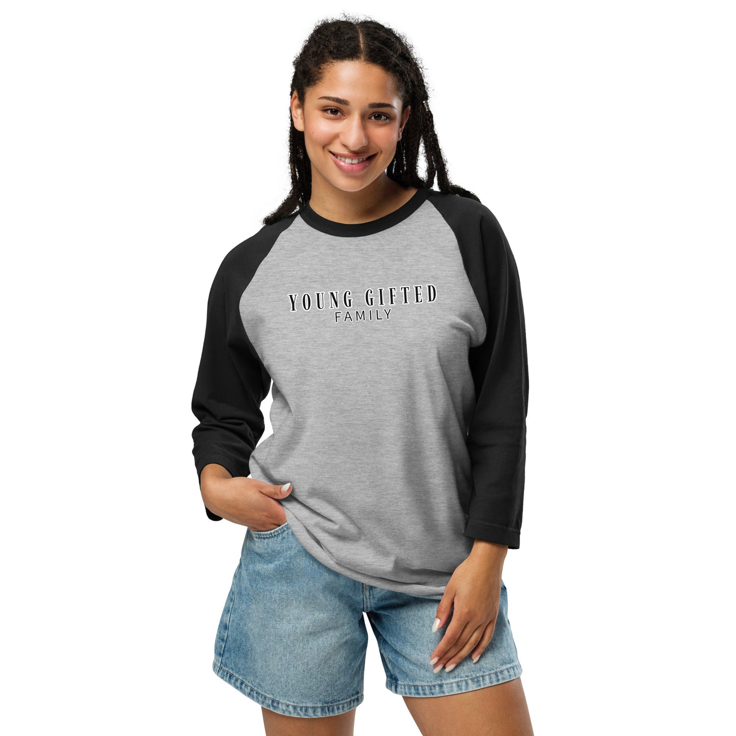 Unisex “Young Gifted Family” 3/4 Sleeve Raglan Shirt