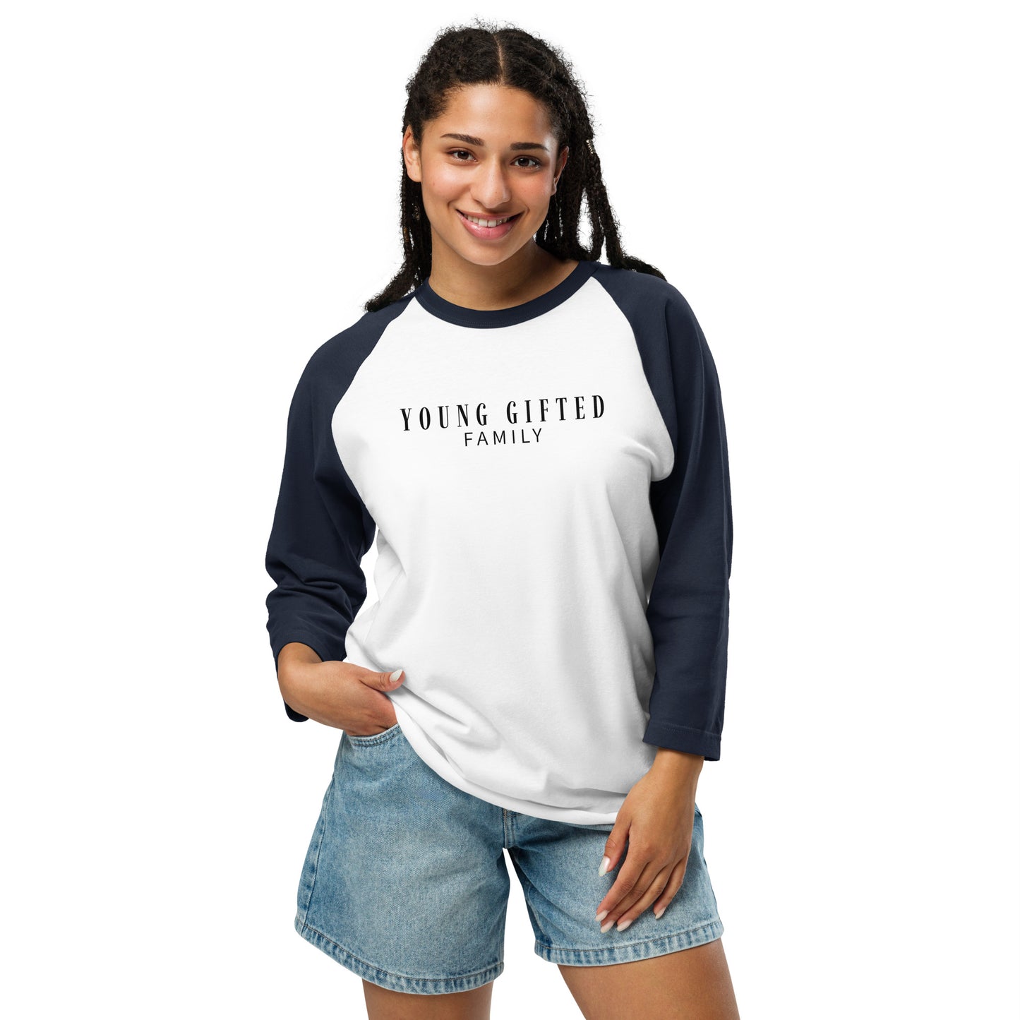 Unisex “Young Gifted Family” 3/4 Sleeve Raglan Shirt