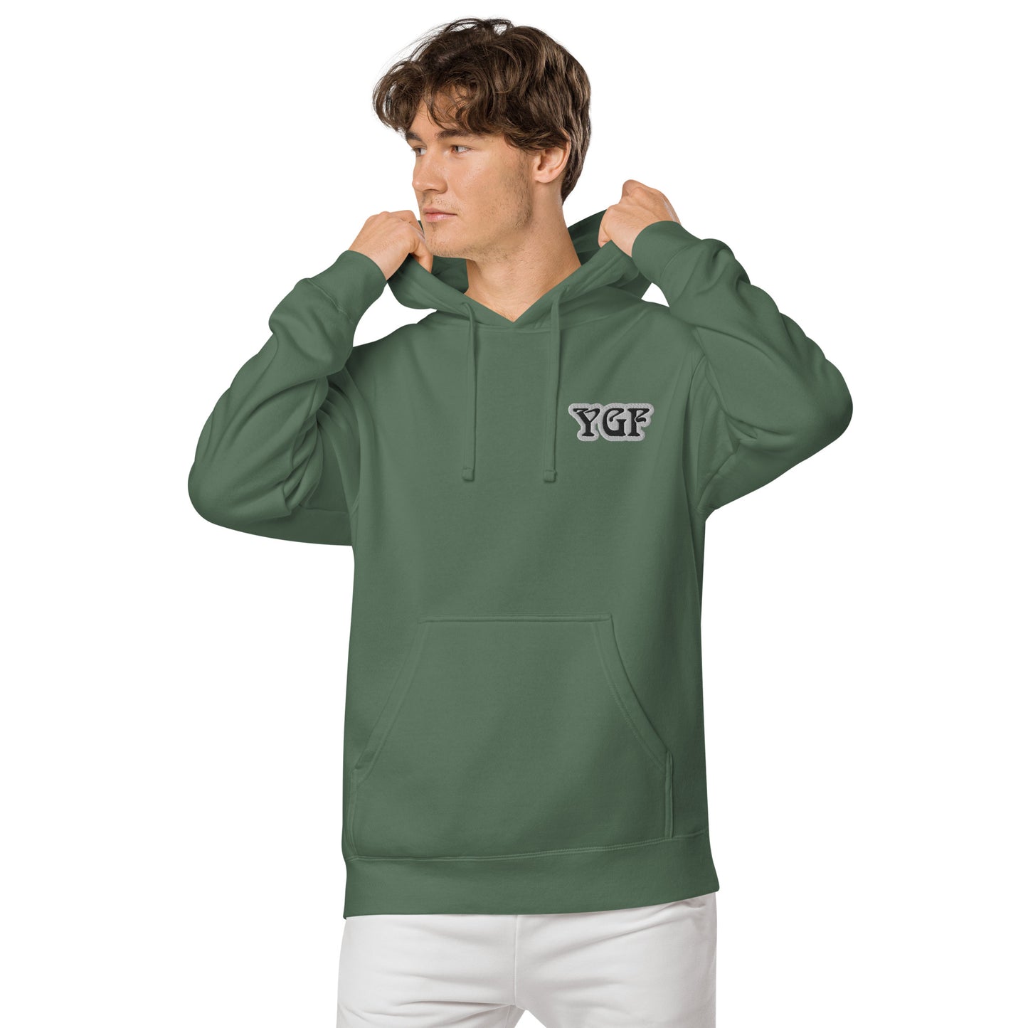 YGF Embroidered Unisex Pigment-Dyed Hoodie