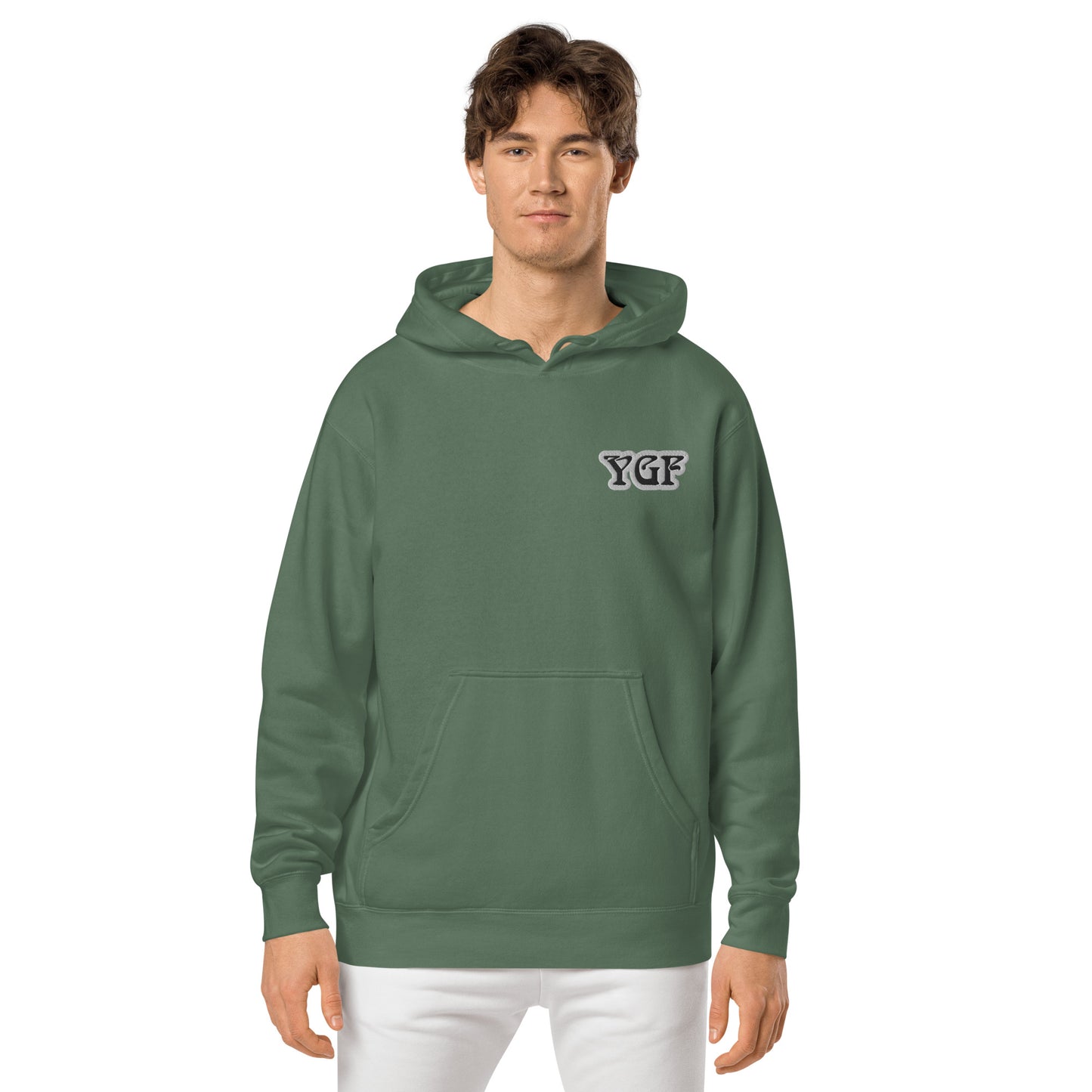 YGF Embroidered Unisex Pigment-Dyed Hoodie