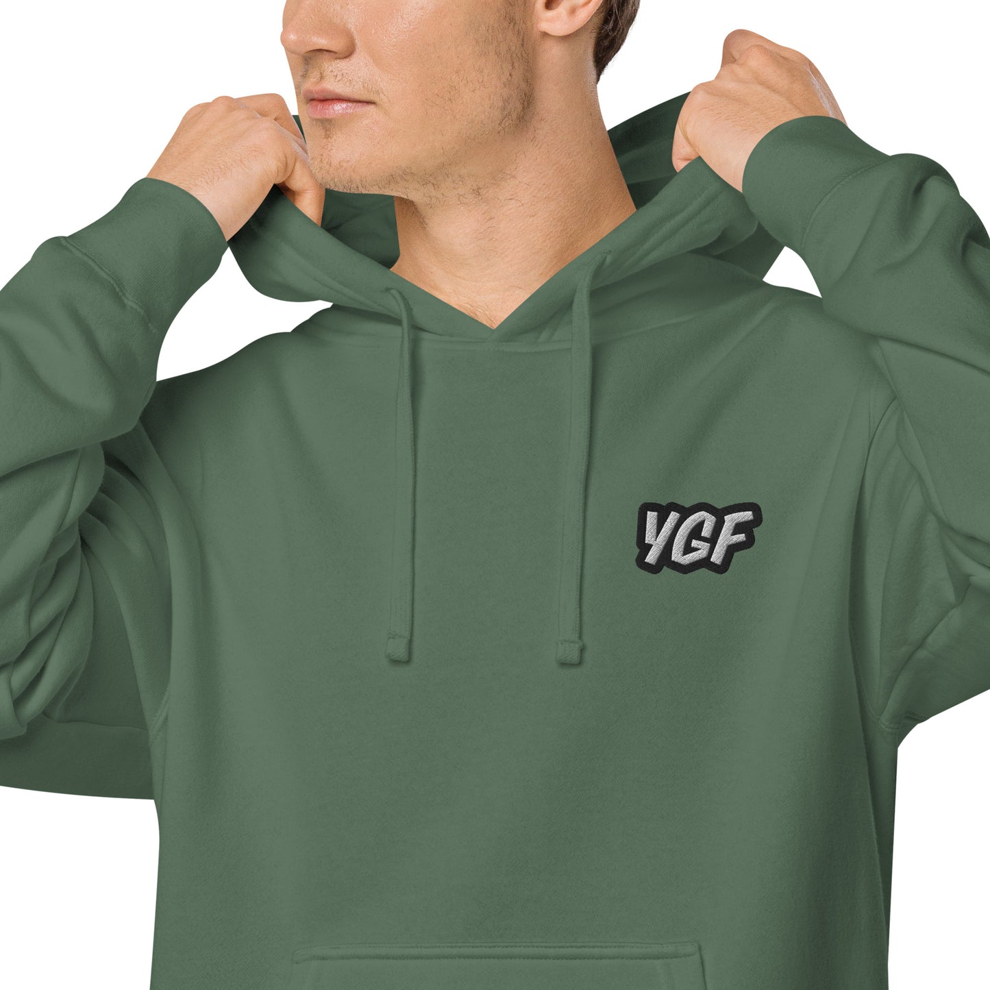 YGF Embroidered Unisex Pigment-Dyed Hoodie