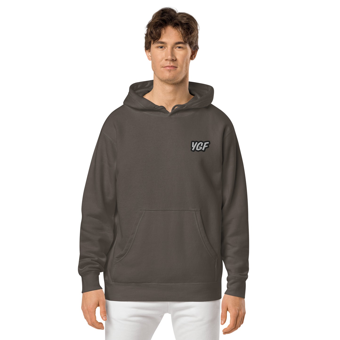 YGF Embroidered Unisex Pigment-Dyed Hoodie