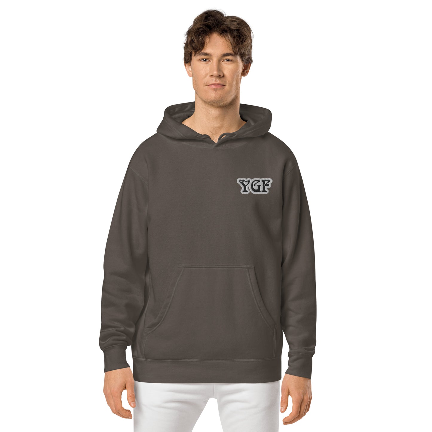 YGF Embroidered Unisex Pigment-Dyed Hoodie