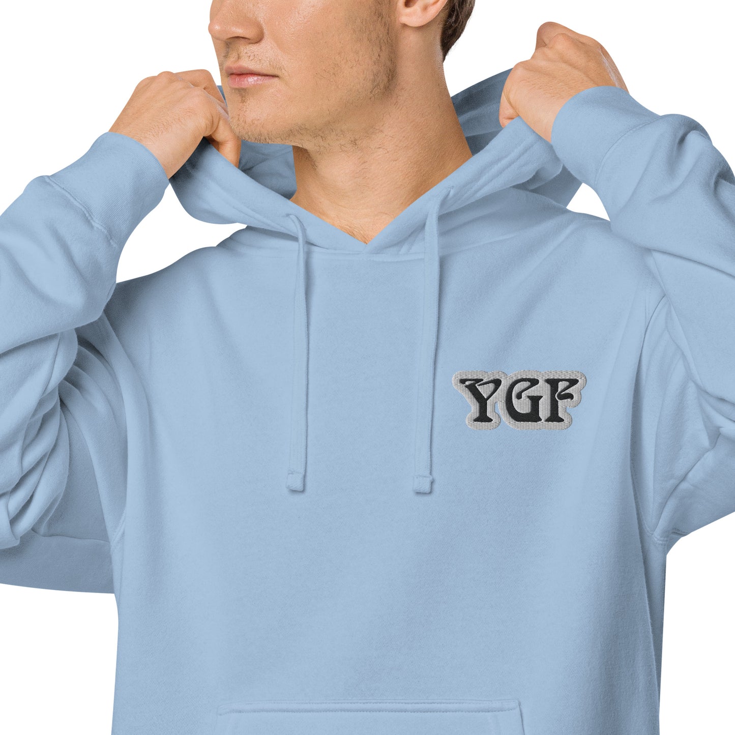 YGF Embroidered Unisex Pigment-Dyed Hoodie