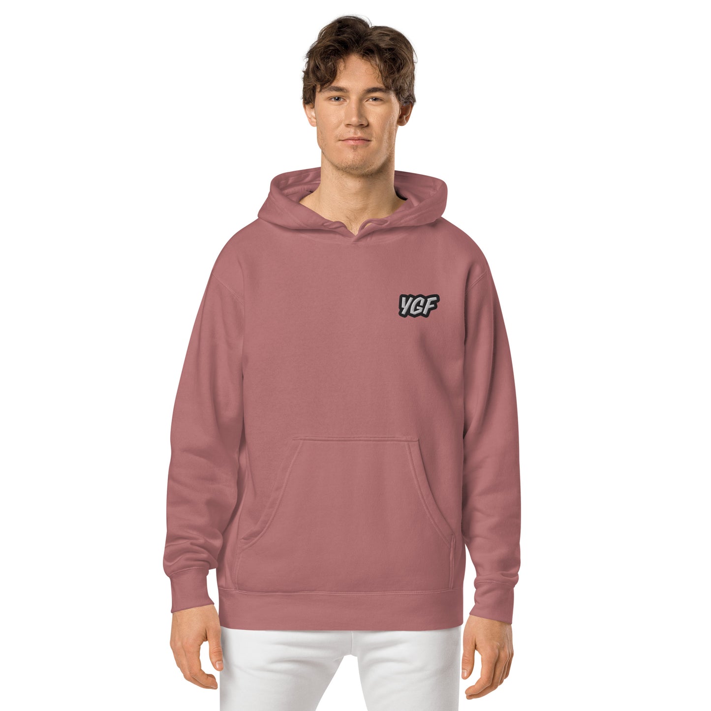 YGF Embroidered Unisex Pigment-Dyed Hoodie