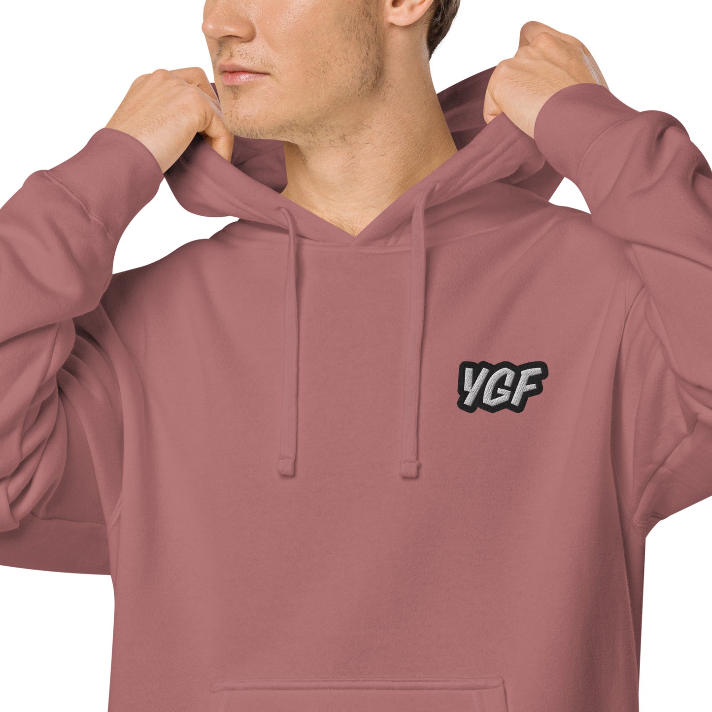 YGF Embroidered Unisex Pigment-Dyed Hoodie