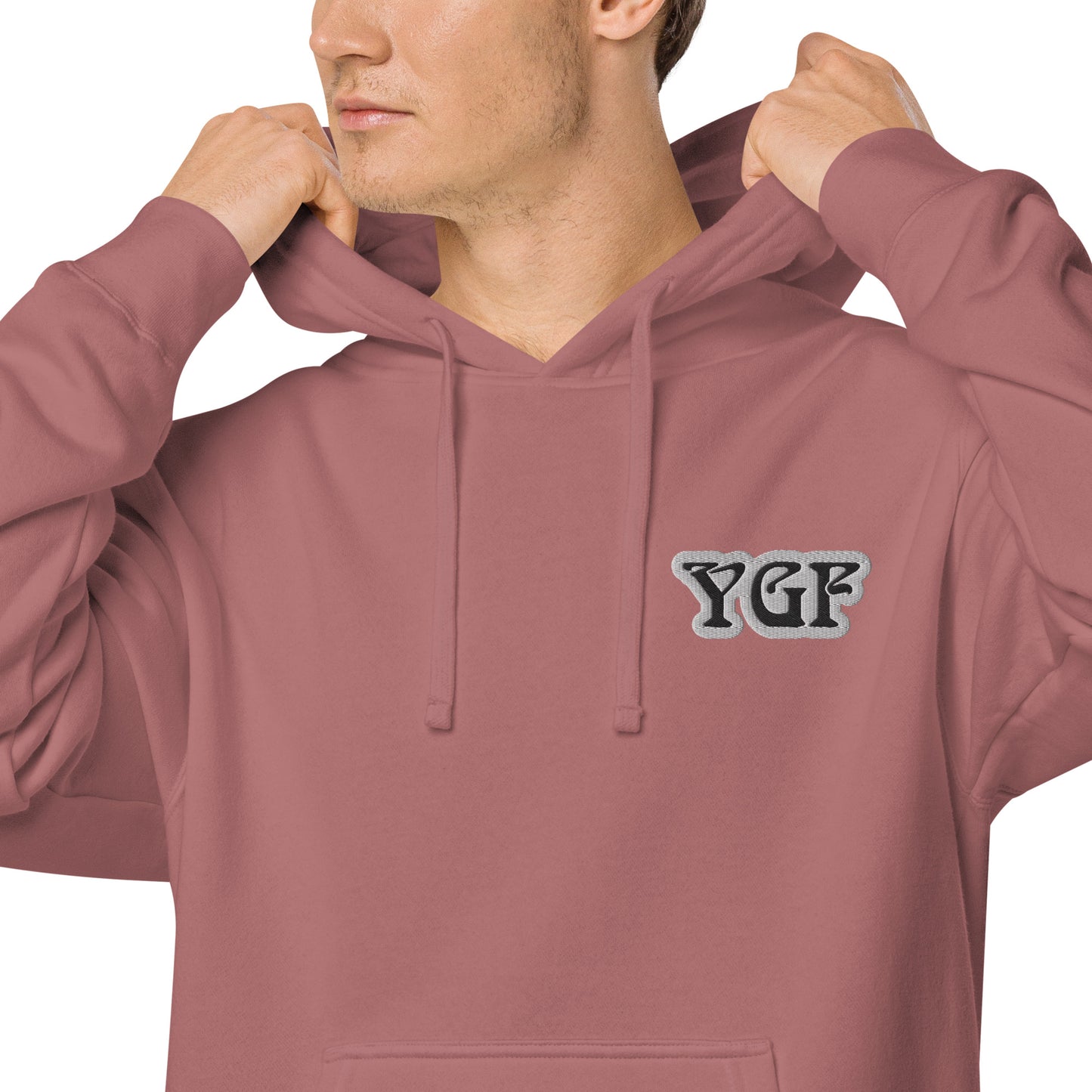 YGF Embroidered Unisex Pigment-Dyed Hoodie