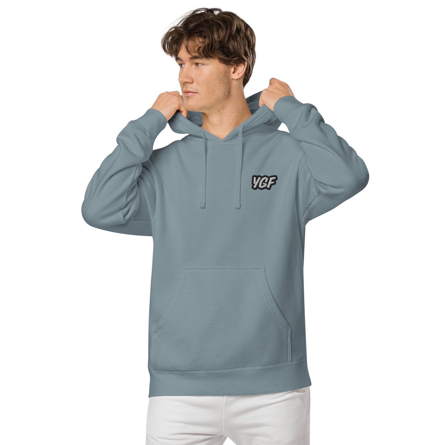 YGF Embroidered Unisex Pigment-Dyed Hoodie