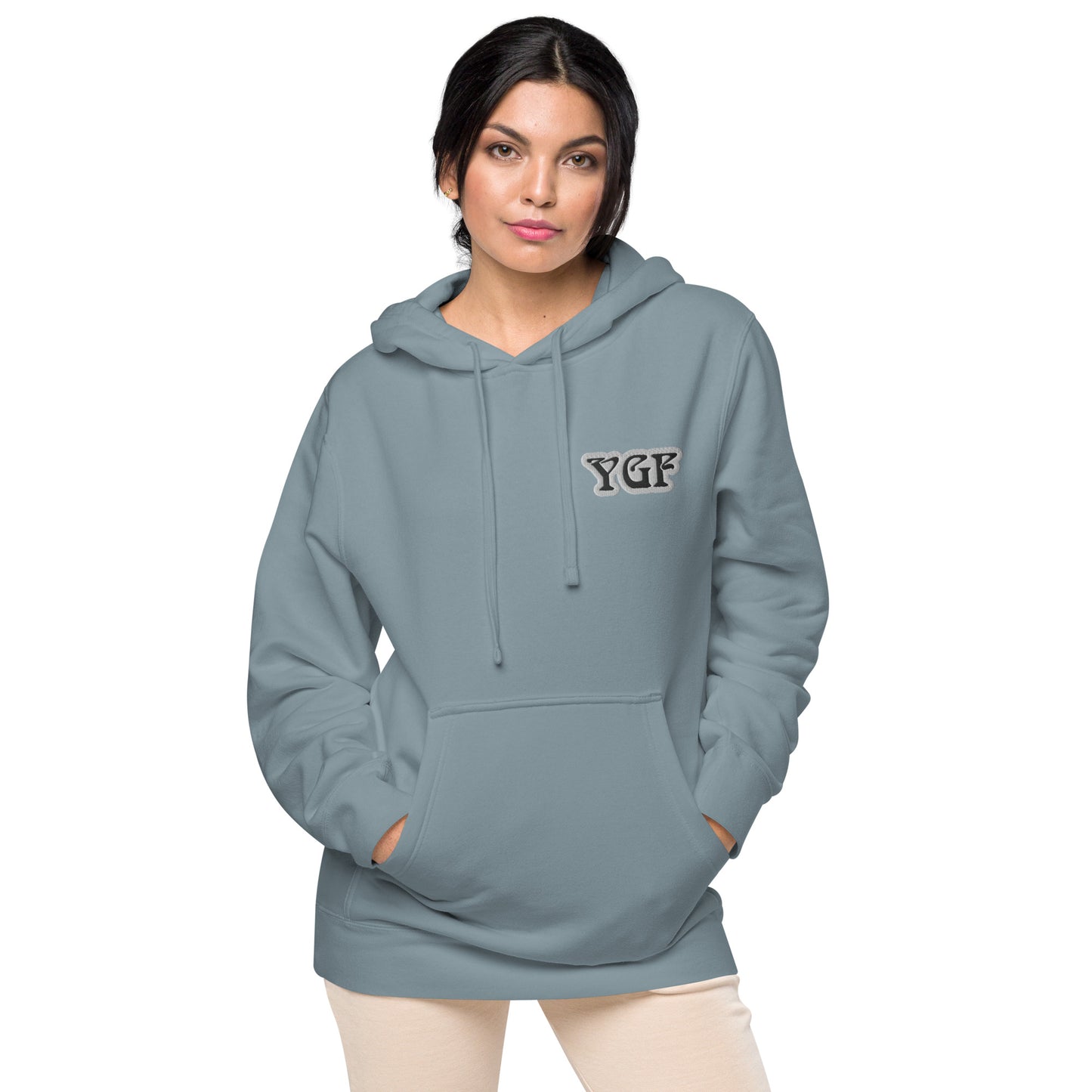 YGF Embroidered Unisex Pigment-Dyed Hoodie