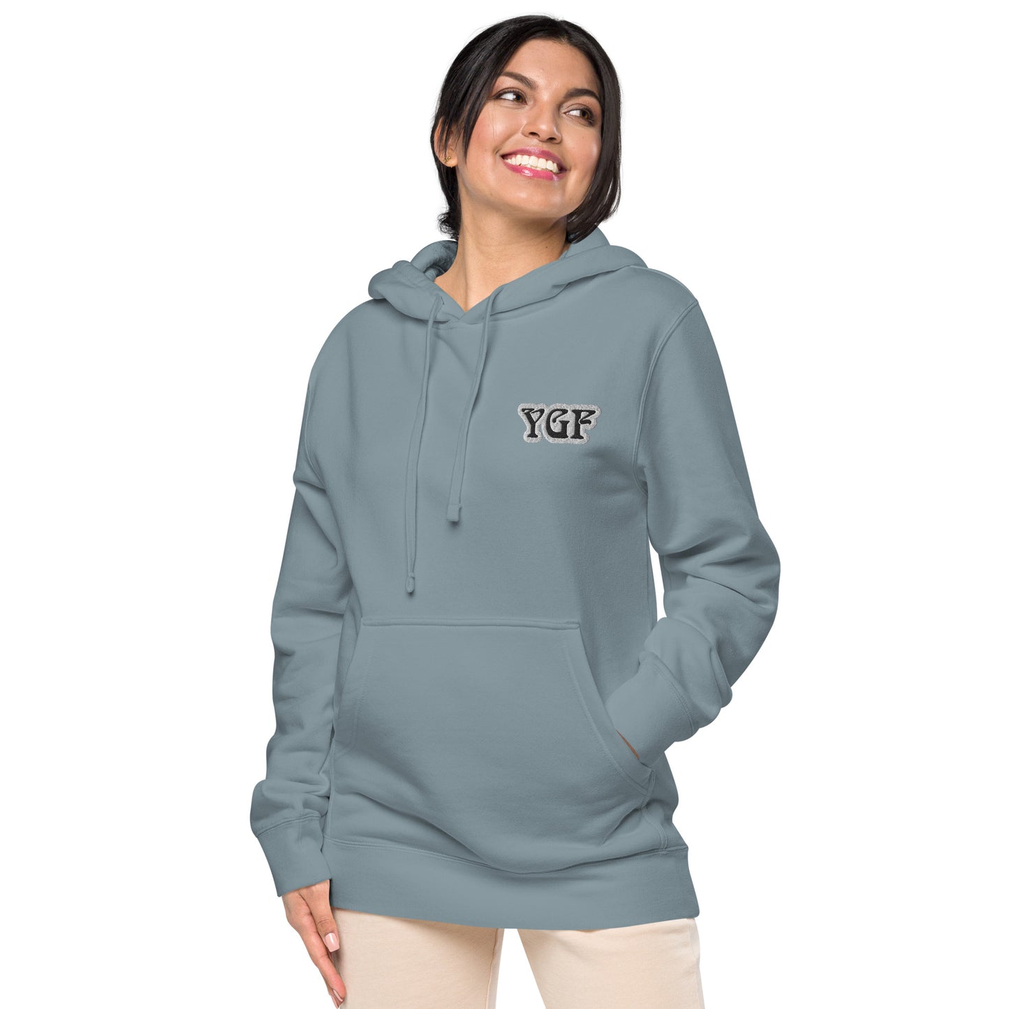 YGF Embroidered Unisex Pigment-Dyed Hoodie