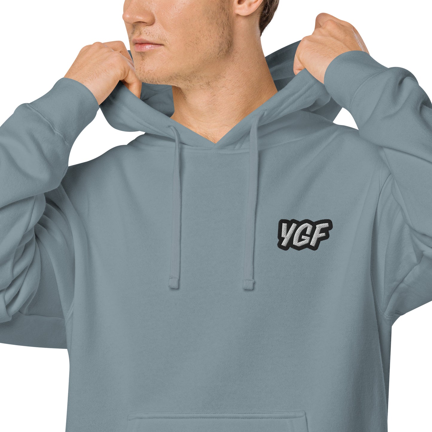 YGF Embroidered Unisex Pigment-Dyed Hoodie