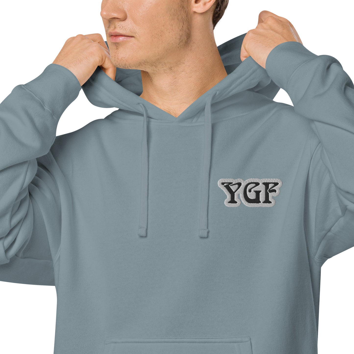 YGF Embroidered Unisex Pigment-Dyed Hoodie