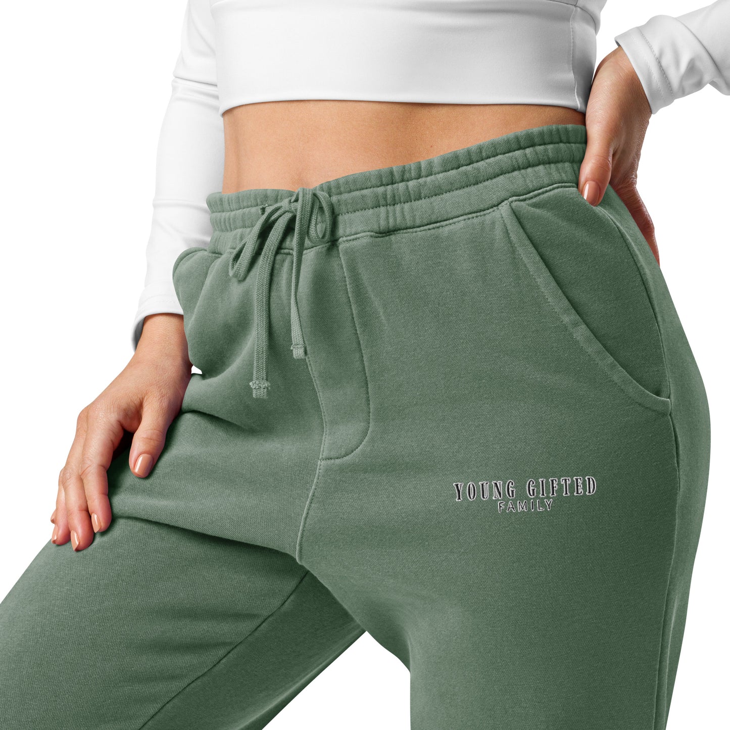 Unisex “Young Gifted Family” Pigment-dyed Sweatpants