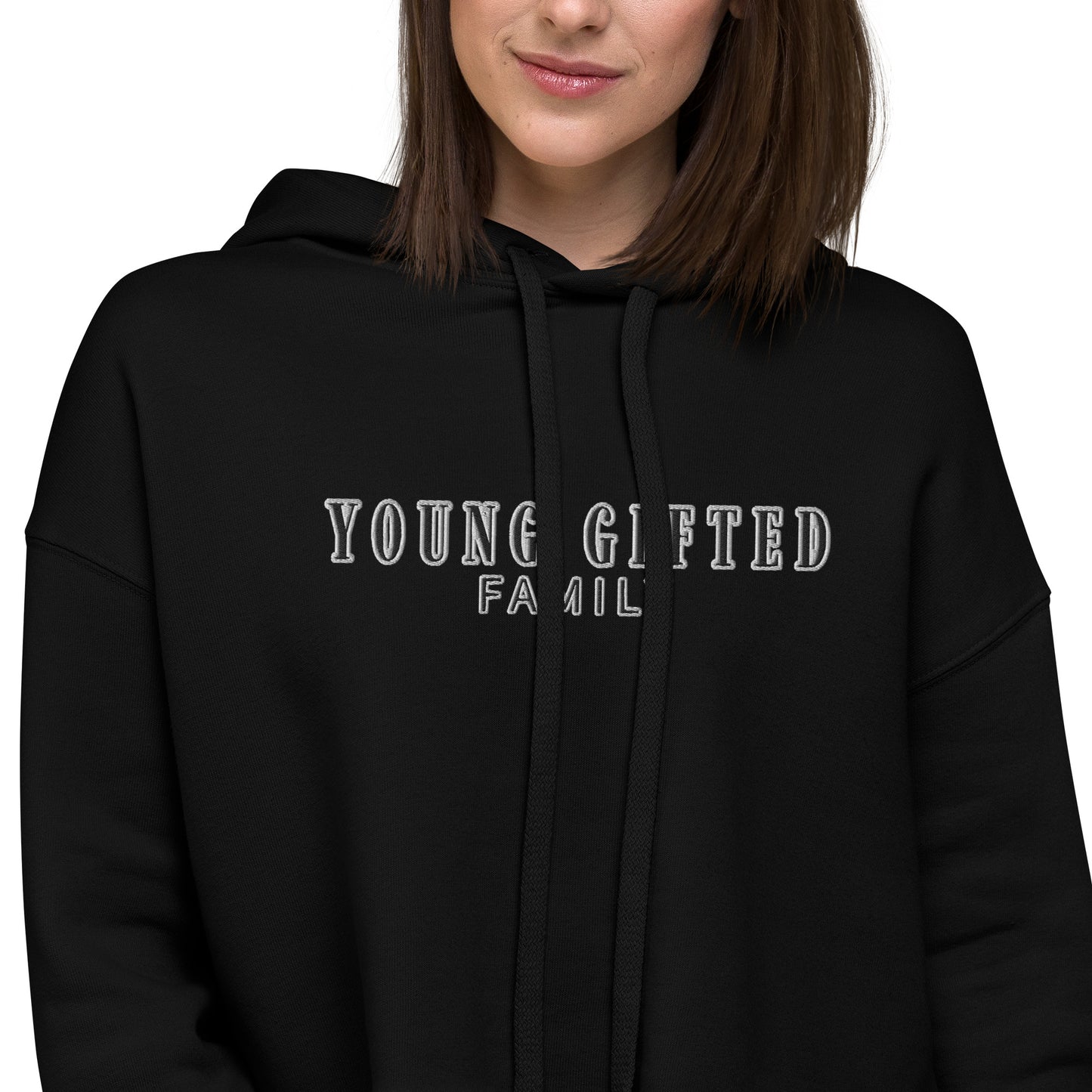 Women's "Young Gifted Family" Crop Hoodie