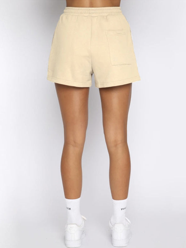 Women's Solid Color Zipper Pullover & Shorts Set